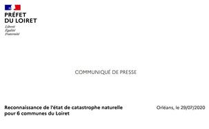 Reconnaissance de l’état de catastrophe naturelle pour 6 communes du Loiret